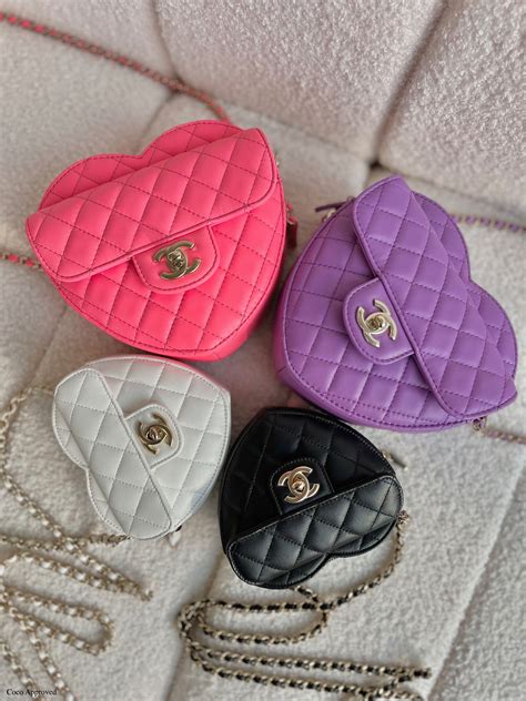 chanel bag with heart chain|Chanel heart bag 2022.